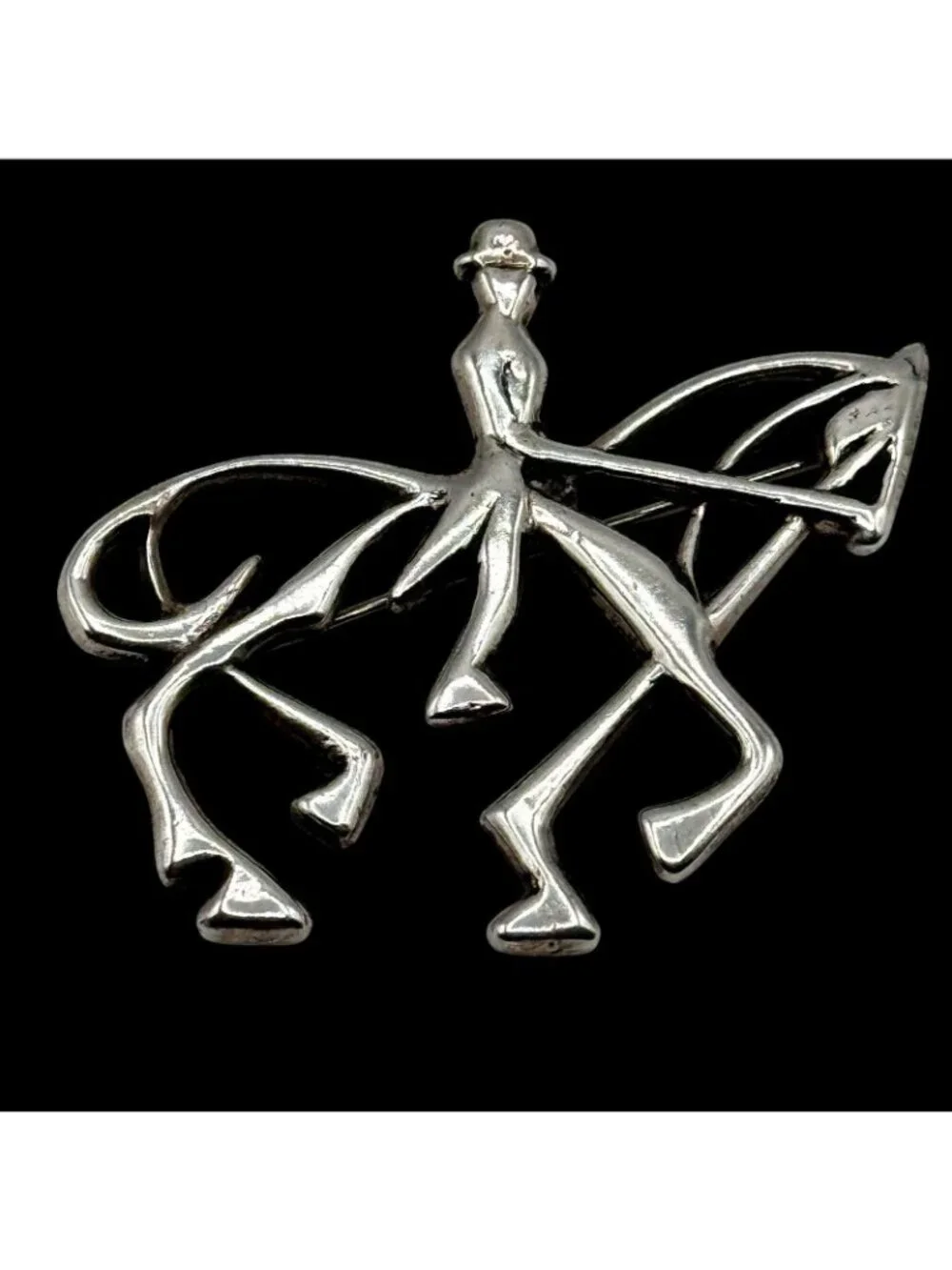 Horse Brooch Pendant Sterling Dressage Rider Equestrian Large 2.25" Signed TPW - Picture 2 of 16